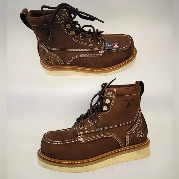 Hawx Men’s 6&quot; Grade Comp Moc Toe Work Boots, Brown Leather, Size 7D, NWT