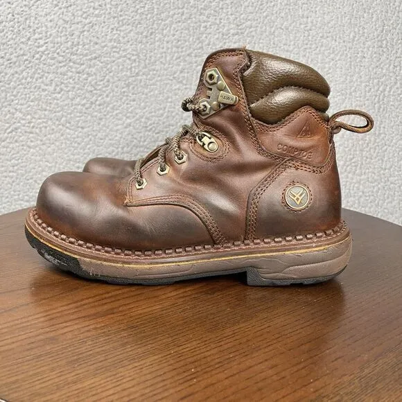 Hawx Shoes Mens size 8.5 D Brown Combat‎ Boots Leather Comp Toe Work BHXCORPW105