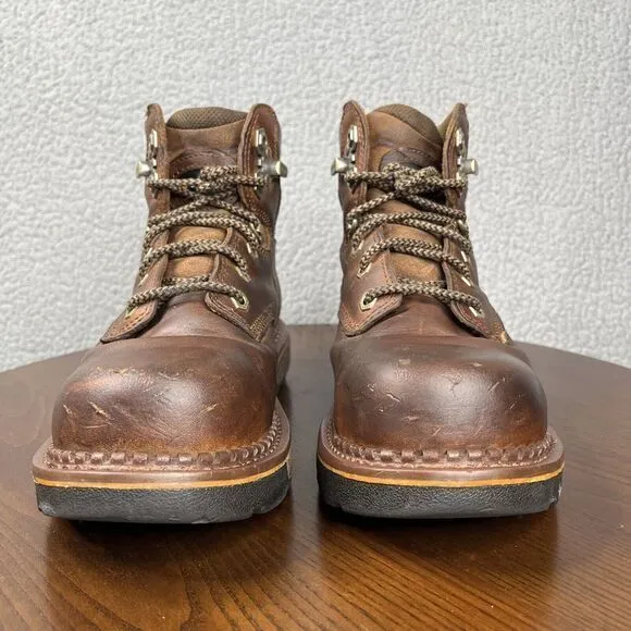 Hawx Shoes Mens size 8.5 D Brown Combat‎ Boots Leather Comp Toe Work BHXCORPW105