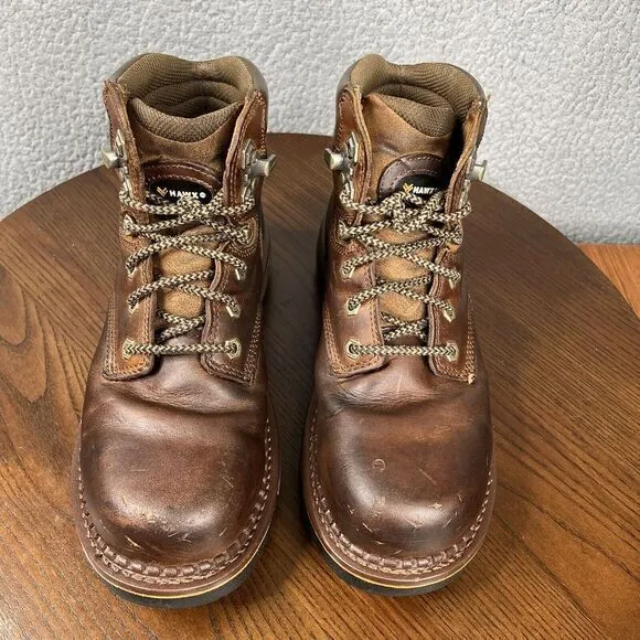Hawx Shoes Mens size 8.5 D Brown Combat‎ Boots Leather Comp Toe Work BHXCORPW105