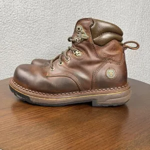 Hawx Shoes Mens size 8.5 D Brown Combat‎ Boots Leather Comp Toe Work BHXCORPW105