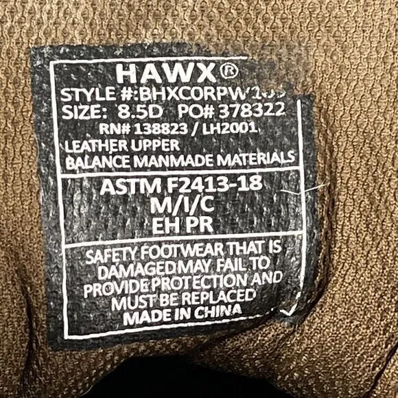 Hawx Shoes Mens size 8.5 D Brown Combat‎ Boots Leather Comp Toe Work BHXCORPW105