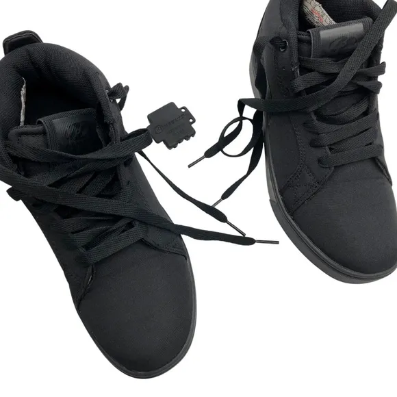 Heelys Skate Shoe Racer 20 Mid Black Nylon Canvas Sneakers Youth Size 6