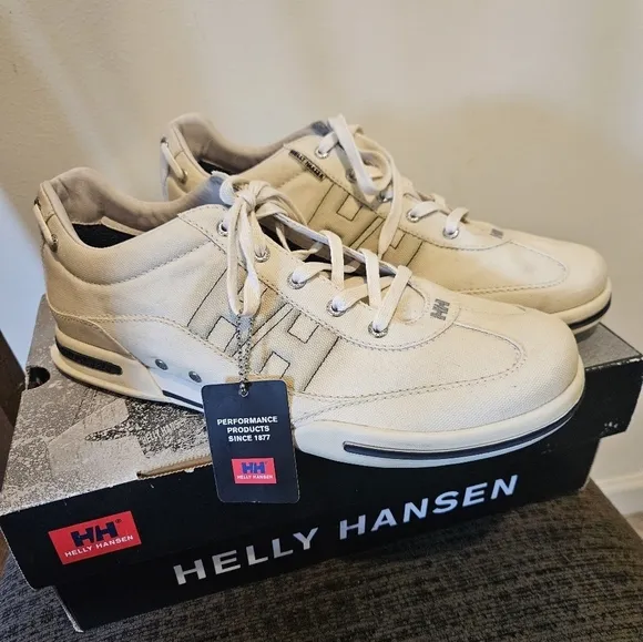 HELLY HANSON MEN'S LATITUDE 60 OYSTER LACE-UP CANVAS SNEAKERS SIZE 9.5