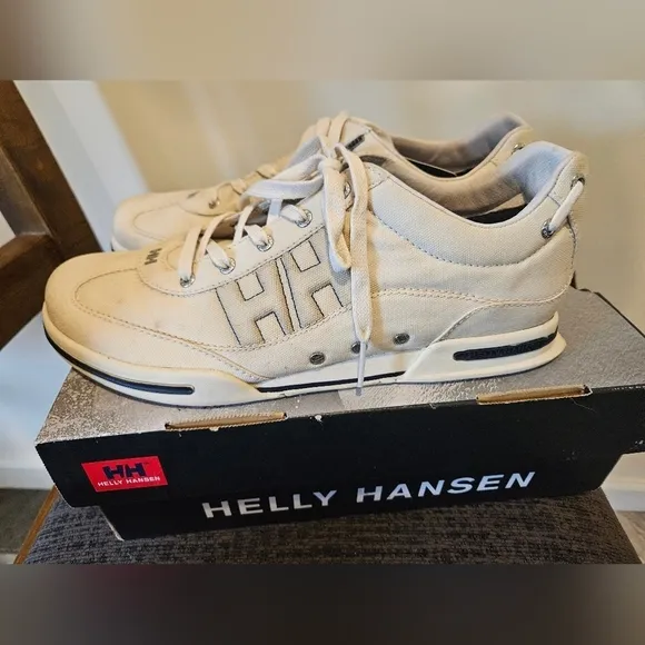 HELLY HANSON MEN'S LATITUDE 60 OYSTER LACE-UP CANVAS SNEAKERS SIZE 9.5