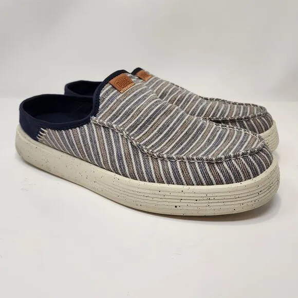 Hey Dude Men Austin M Workwear Slip On Casual Shoe Loafer Size 12 Blue Stripe