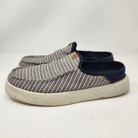 Hey Dude Men Austin M Workwear Slip On Casual Shoe Loafer Size 12 Blue Stripe