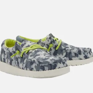 Hey Dude Wally Youth Blue Camodino Shoes
