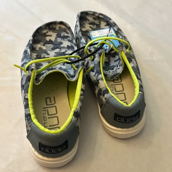 Hey Dude Wally Youth Blue Camodino Shoes