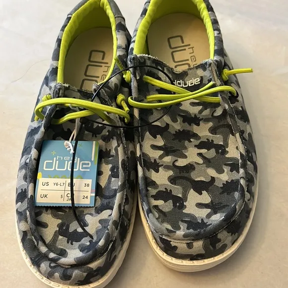 Hey Dude Wally Youth Blue Camodino Shoes