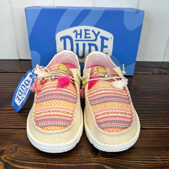 Hey Dude Wendy Boho Festival Women's Casual Shoes, Natural/Multi
