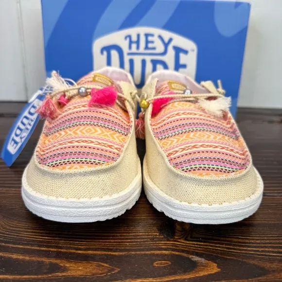 Hey Dude Wendy Boho Festival Women's Casual Shoes, Natural/Multi