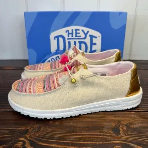 Hey Dude Wendy Boho Festival Women's Casual Shoes, Natural/Multi