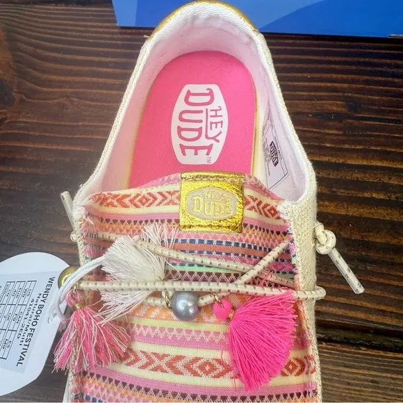 Hey Dude Wendy Boho Festival Women's Casual Shoes, Natural/Multi