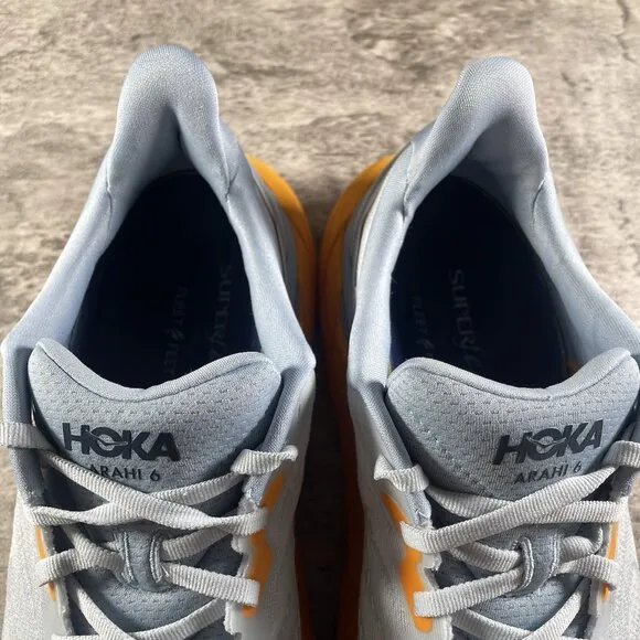 Hoka Arahi 6 Shoes Mens 10.5 D Air Blue Fog Orange Road Running Support Trainer