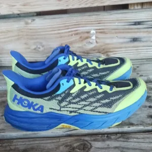 Hoka Athletic Shoes in Blue and Neon Yellow