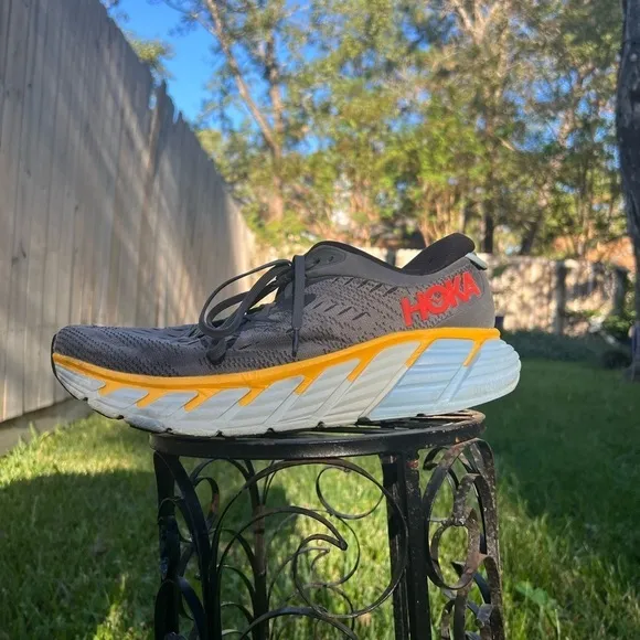 Hoka Gaviota 4, Gray/Yellow, Mens Running Shoes-US 13 Mens