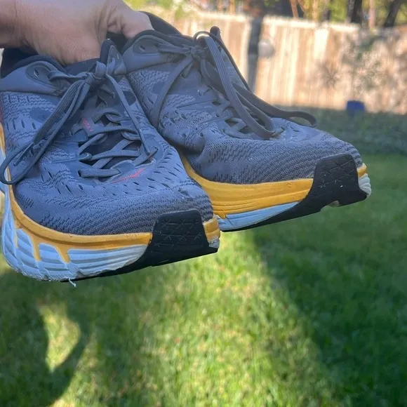Hoka Gaviota 4, Gray/Yellow, Mens Running Shoes-US 13 Mens