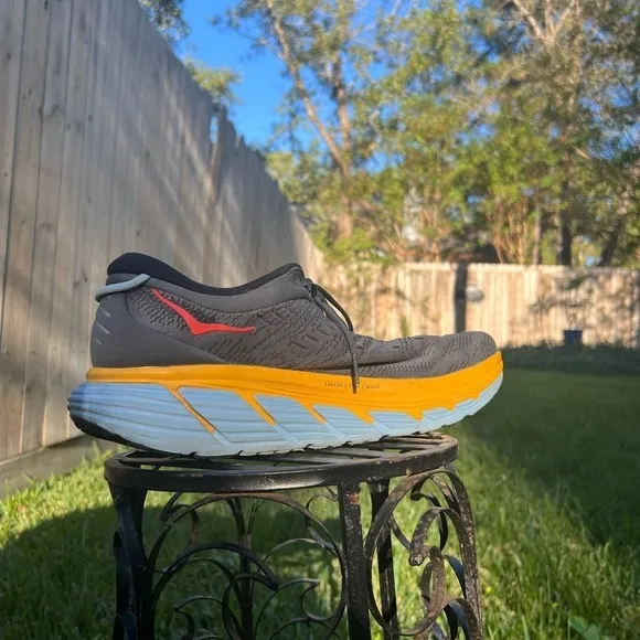 Hoka Gaviota 4, Gray/Yellow, Mens Running Shoes-US 13 Mens
