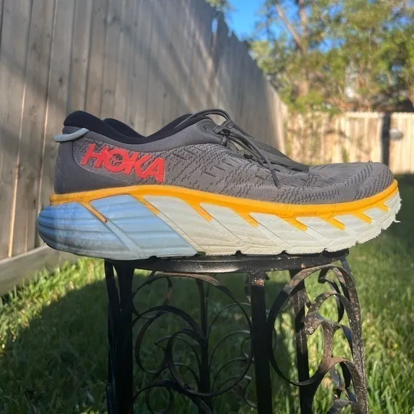 Hoka Gaviota 4, Gray/Yellow, Mens Running Shoes-US 13 Mens