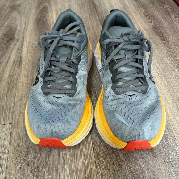 Hoka Gray and Yellow Running Shoes