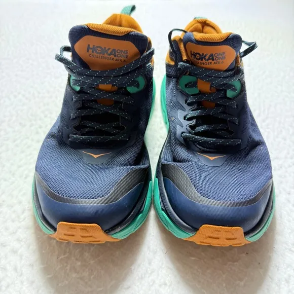 Hoka mens 9 shoes one Challenger ATR 6 Trail Running Athletic Blue Orange 10