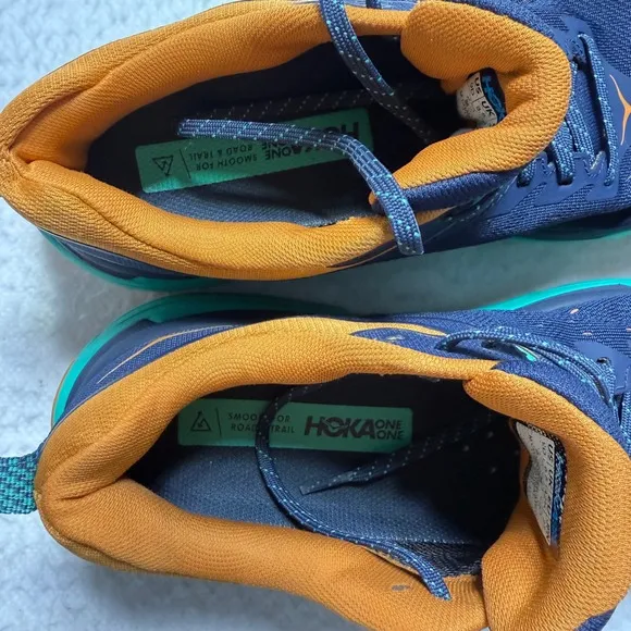 Hoka mens 9 shoes one Challenger ATR 6 Trail Running Athletic Blue Orange 10