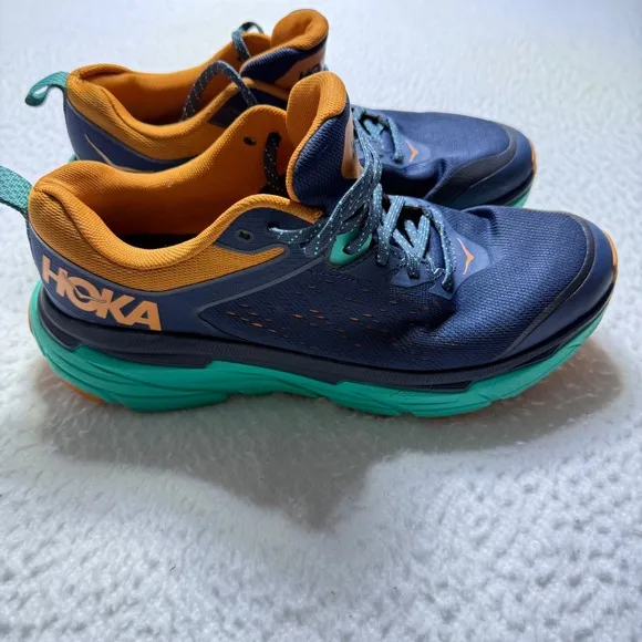 Hoka mens 9 shoes one Challenger ATR 6 Trail Running Athletic Blue Orange 10