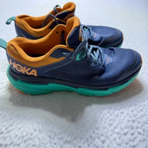 Hoka mens 9 shoes one Challenger ATR 6 Trail Running Athletic Blue Orange 10