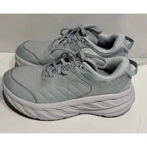 HOKA One Bondi SR Womens Slip-Resistant Harbor Mist Lunar Rock Shoes Size 5.5D