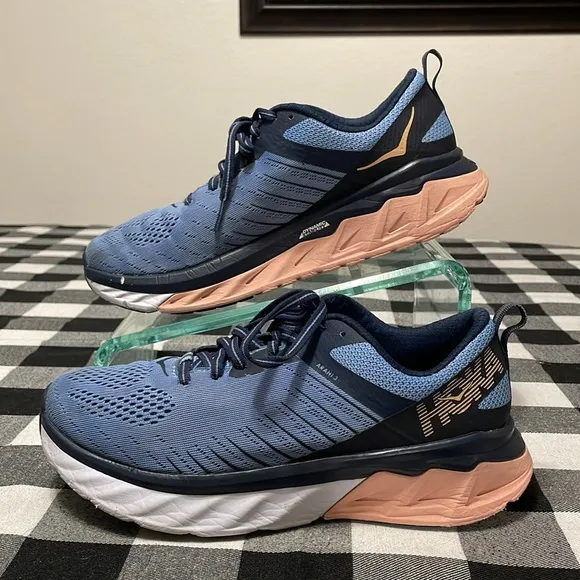 Hoka One One Arahi 3 Running Shoes Women's Size 8W Blue Pink Walking Comfort