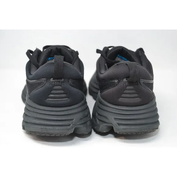 Hoka One One Bondi 8 Women 9 B Running Shoes Triple Black Athletic 1127952 BBLC
