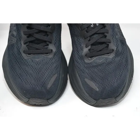 Hoka One One Bondi 8 Women 9 B Running Shoes Triple Black Athletic 1127952 BBLC