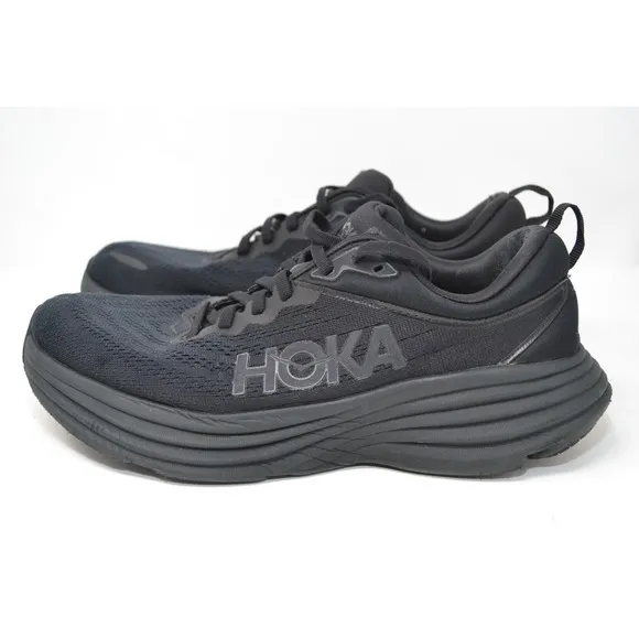 Hoka One One Bondi 8 Women 9 B Running Shoes Triple Black Athletic 1127952 BBLC
