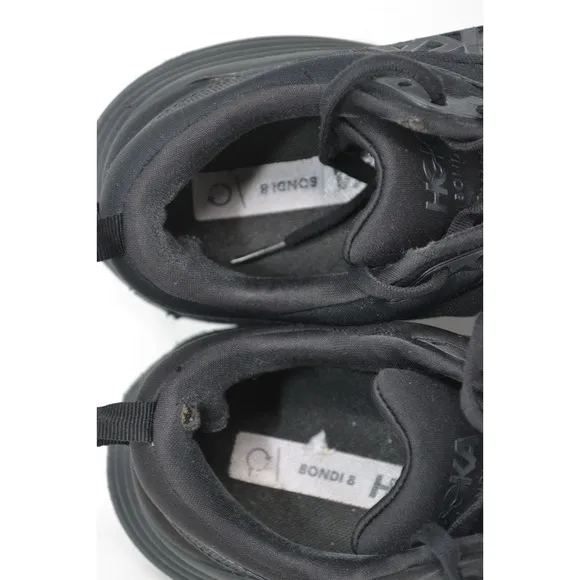 Hoka One One Bondi 8 Women 9 B Running Shoes Triple Black Athletic 1127952 BBLC