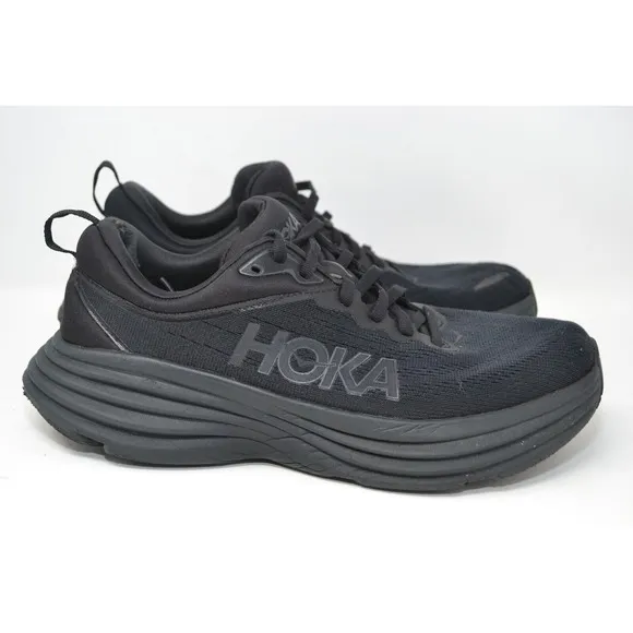 Hoka One One Bondi 8 Women 9 B Running Shoes Triple Black Athletic 1127952 BBLC