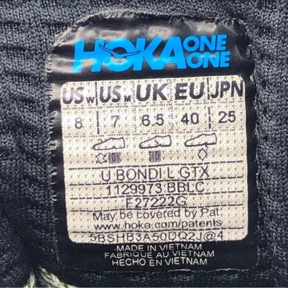 Hoka One One Bondi L GTX Black Leather Running Shoes 7