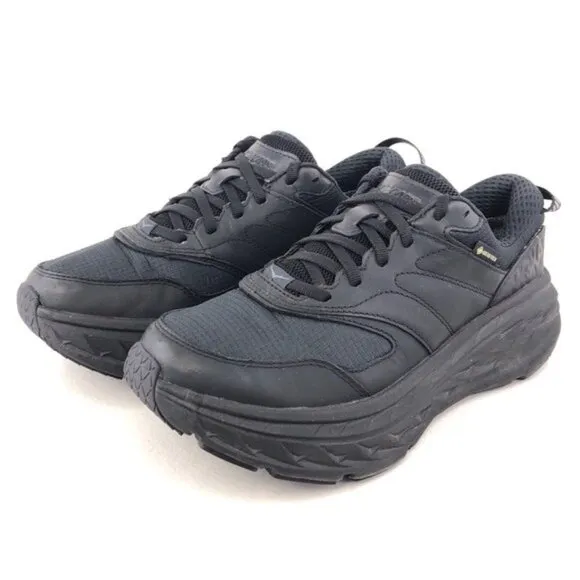 Hoka One One Bondi L GTX Black Leather Running Shoes 7