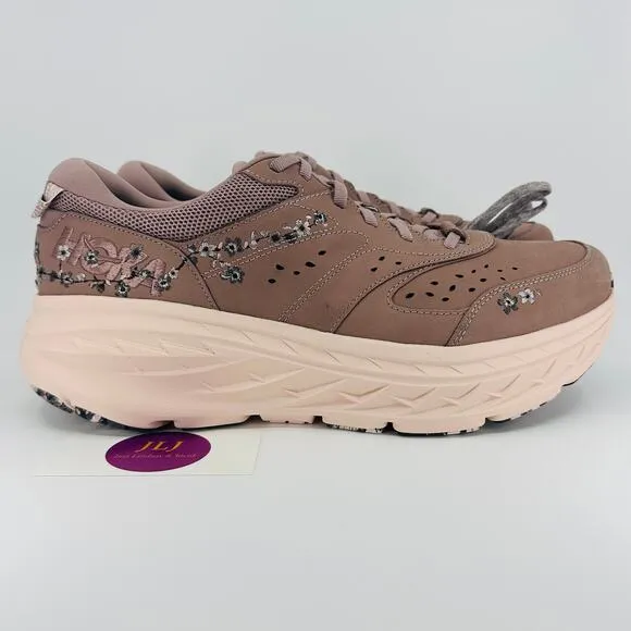Hoka One One Bondi L Leather BP Vibrant Bloom Running Shoes 'Quartzite' Size 12