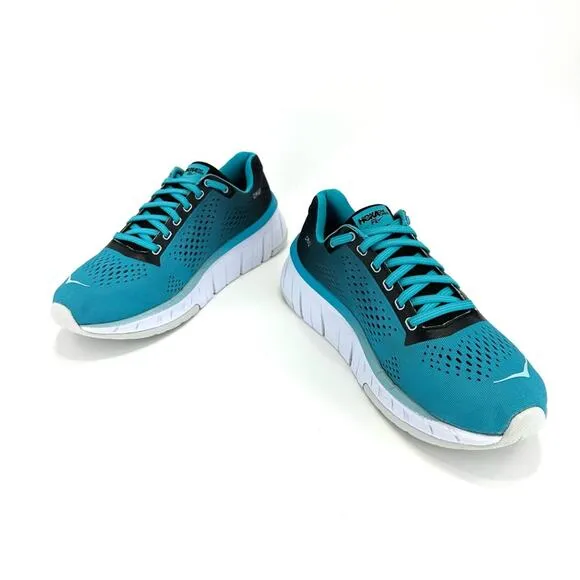 HOKA ONE ONE CAVU BLUE BLACK &amp; WHITE WALKING RUNNING SHOES ATHLEISURE SNEAKERS