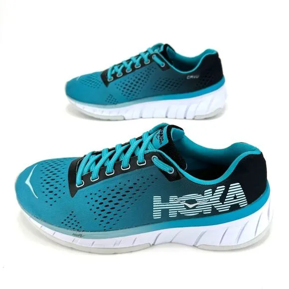 HOKA ONE ONE CAVU BLUE BLACK &amp; WHITE WALKING RUNNING SHOES ATHLEISURE SNEAKERS