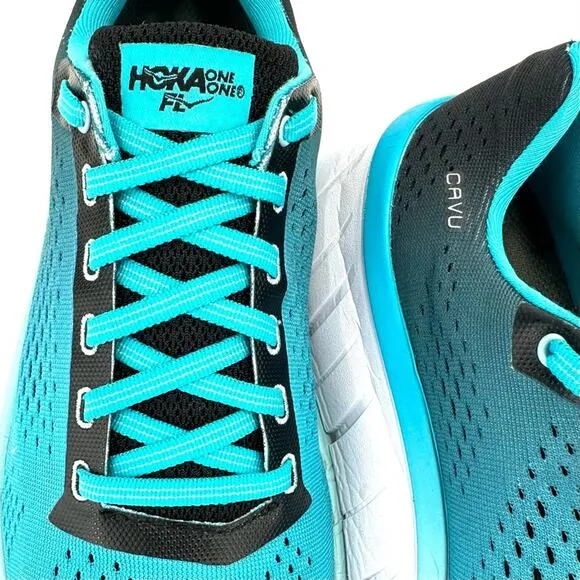 HOKA ONE ONE CAVU BLUE BLACK &amp; WHITE WALKING RUNNING SHOES ATHLEISURE SNEAKERS