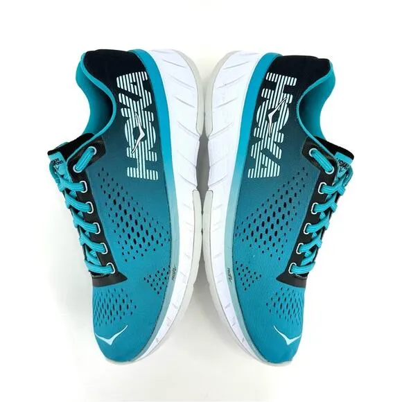 HOKA ONE ONE CAVU BLUE BLACK &amp; WHITE WALKING RUNNING SHOES ATHLEISURE SNEAKERS
