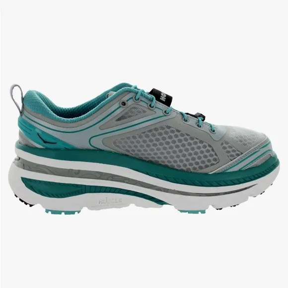 HOKA ONE ONE Women's Bondi EVO Baltic/Hi Rise/White/Teal and Gray Athletic Shoes