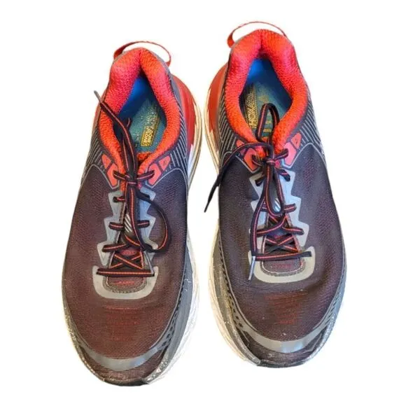 Hoka One One Red and Grey Bondi 5 Sneakers