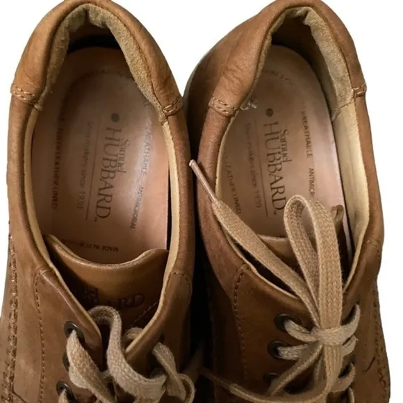 Hubbard Tan Leather Lace Up Casual Shoes Vibram Sole Size 9.5