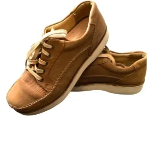 Hubbard Tan Leather Lace Up Casual Shoes Vibram Sole Size 9.5