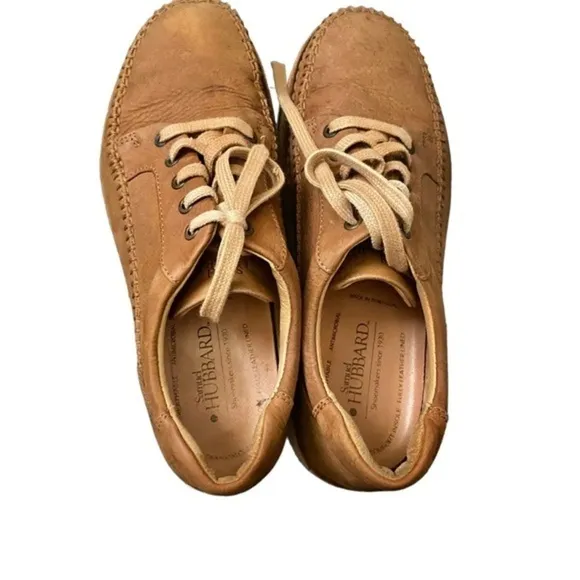 Hubbard Tan Leather Lace Up Casual Shoes Vibram Sole Size 9.5