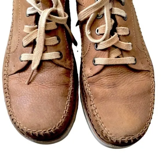 Hubbard Tan Leather Lace Up Casual Shoes Vibram Sole Size 9.5