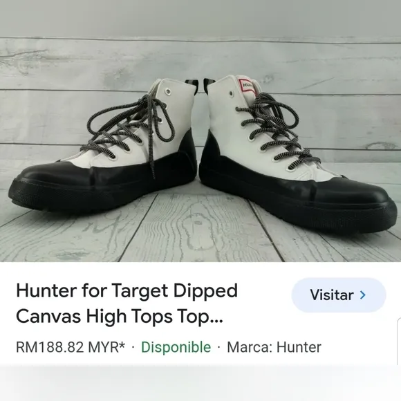Hunter For Target Dipped Canvas High Tops Sneakers Rain Boots White/Black